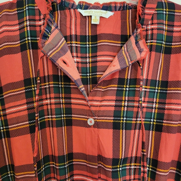 Nwt simply southern red plaid buttondown shirtdress - Picture 3 of 3